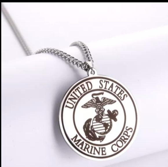 New stainless steel USMC Marine corps necklace 1 other style available - Picture 1 of 6